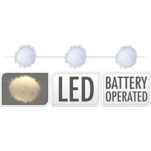 2x Led lichtsnoeren met 20 sneeuwballen lampjes van 2,5 cm op batterijen 190 cm - Met timer - Kerstverlichting