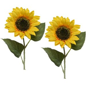 5x stuks gele zonnebloemen kunstbloemen 64 cm - Helianthus - Kunstbloemen/kunsttakken - bloemen/planten