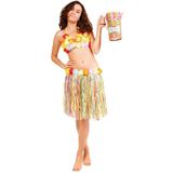 4x stuks hawaii thema carnaval verkleed rokje 45 cm voor volwassenen - Verkleedkleding dames