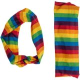 Haarbandje voor dames - 3x - Gay Pride/Regenboog - polyester