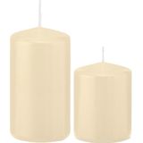 Trend Candles - Stompkaarsen set 4x stuks creme wit 8 en 12 cm