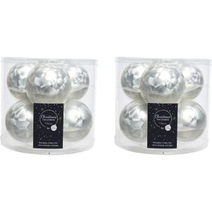 12x stuks kerstballen wit ijslak van glas 8 cm - mat en glans - Kerstversiering/boomversiering