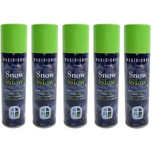 5x Glow in the dark sneeuw spray 150 ml - Spuitsneeuw - Frostspray - Sneeuwspray - Kerstdecoratie