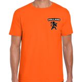 Oranje supporter t-shirt voor heren - Holland zwarte leeuw op borst - Nederland supporter - EK/ WK shirt / outfit