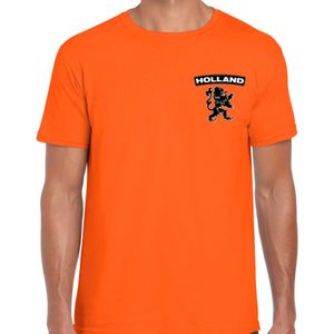 Oranje supporter t-shirt voor heren - Holland zwarte leeuw op borst - Nederland supporter - EK/ WK shirt / outfit