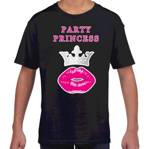 Party princess cadeau t-shirt zwart voor kids/meisjes - Verjaardag kado shirt / outfit