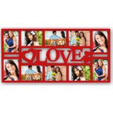 Multi fotolijst Love rood met 10 lijstjes geschikt voor een foto van 10 x 15 cm