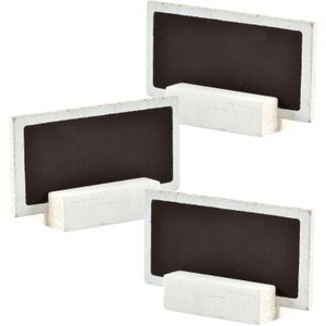 Santex naambordjes/plaatskaartjes met houder - Bruiloft - wit - 24x stuks - 6 x 3 cm - hout