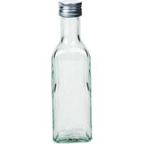 20x Glazen flesjes met schroefdop - Vierkant - 100 ml - Vierkante glasflessen / flessen met schoefdoppen