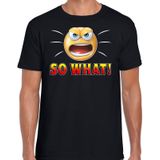 Funny emoticon t-shirt So what zwart voor heren - Fun / cadeau shirt