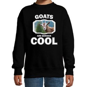 Dieren geiten sweater zwart kinderen - goats are serious cool trui jongens/ meisjes - cadeau geit/ geiten liefhebber - kinderkleding / kleding