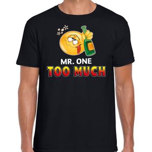 Funny emoticon t-shirt Mr. one too much zwart voor heren -  Fun / cadeau - Foute party kleding