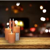 Anna's Collection LED Stomp/dinerkaarsen set - 5-delig - perzik oranje - 10/12/15/23 cm - incl. afstandsbediening