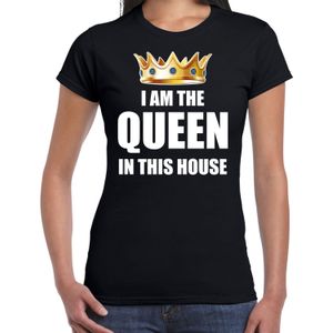 Im the queen in this house t-shirt zwart voor dames - Woningsdag / Koningsdag - thuisblijvers / luie dag / relax shirtje