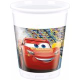 8x stuks Disney Cars feest bekers 200 ml - wegwerpbekers - kinder thema verjaardag feestartikelen