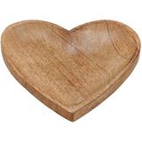Set van 2x stuks serveerplanken/dienbladen hart hout 20 cm - Hart dienbladenen van mangohout - Plankenjes voor hapjes en kaarsen
