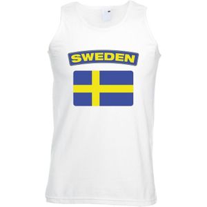 Zweden singlet shirt/ tanktop met Zweedse vlag wit heren