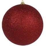 3x stuks grote glitter kerstballen van 18 cm set - Goud - Zilver - Rood - Kerstversieringen