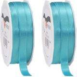 3x Luxe Hobby/decoratie turquoise satijnen sierlinten 1 cm/10 mm x 25 meter- Luxe kwaliteit - Cadeaulint satijnlint/ribbon