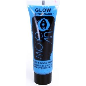 Blauwe glow in the dark schmink