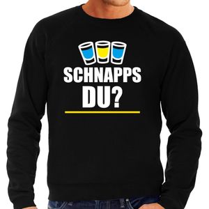 Apres ski trui Schnapps du zwart  heren - Wintersport sweater - Foute apres ski outfit/ kleding/ verkleedkleding