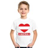 Oostenrijk kinder t-shirt met Oostenrijkse vlag in hart wit jongens en meisjes