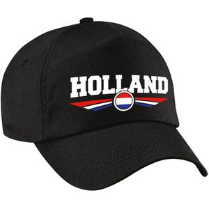 Nederland / Holland landen pet zwart kinderen - Nederland / Holland baseball cap - EK / WK / Olympische spelen outfit