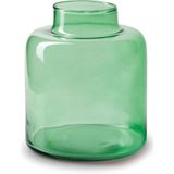Jodeco Bloemenvaas Willem - transparant groen glas - D19 x H17 cm - fles vorm vaas