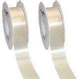 2x XL Hobby/decoratie beige kunststof sierlinten 4 cm/40 mm x 91 meter- Luxe kwaliteit - Cadeaulint kunststof lint/ribbon