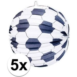 5x stuks Voetbal thema versiering lampionnen van 24 cm