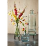 Kunstbloemen bloemstuk pampasgras boeket in flesvaas - 2x pluimen donkerbruin - 88 cm hoog