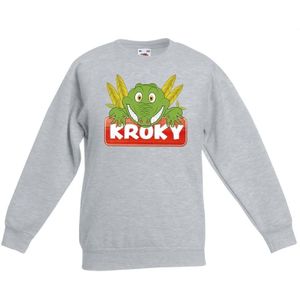 Kroky de krokodil sweater grijs voor kinderen - unisex - krokodillen trui - kinderkleding / kleding