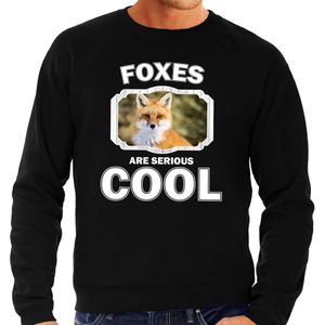 Dieren vossen sweater zwart heren - foxes are serious cool trui - cadeau sweater vos/ vossen liefhebber