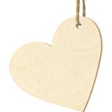 PartyDeco cadeaulabels houten hartje - set 100x stuks - bruin - 6 x 5 cm - naam tags