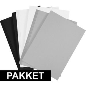 6x A4 hobby karton zwart/wit/grijs