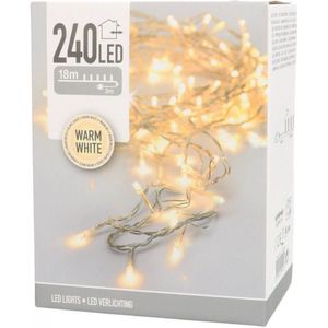 Kerstverlichting LED lichtsnoer transparant 240 warm witte lampjes - voo binnen en buiten