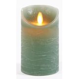 2x Jade groene LED kaarsen / stompkaarsen 12,5 cm - Luxe kaarsen op batterijen met bewegende vlam
