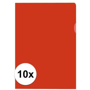 10x Insteekmap rood A4 formaat 21 x 30 cm - Kantoorartikelen