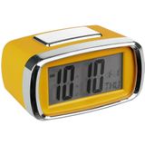 Atmosphera Tafelklok/wekker/alarmklok Snooze - geel/zilver - kunststof - 10 x 6 cm - Digitaal/led - batterij voeding