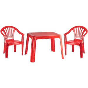 Kunststof kinder meubel set tafel met 2 stoelen rood - Knutseltafel - Spelletjestafel