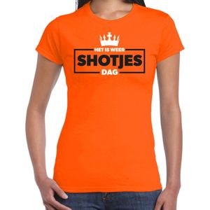 Bellatio Decorations Koningsdag verkleed T-shirt voor dames - shotjes - oranje - feestkleding