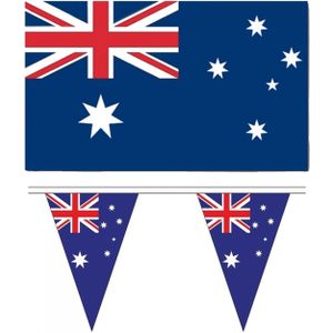 Landen vlaggen versiering set Australie 2x artikelen vlag 90 x 150 cm en 5 meter puntvlaggetjes