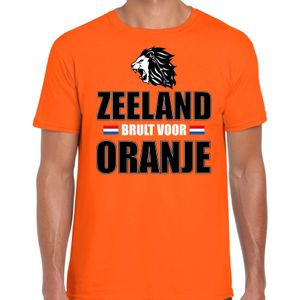 Oranje supporter t-shirt voor heren - Zeeland brult voor oranje - Nederland supporter - EK/ WK shirt / outfit