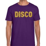 Disco goud glitter tekst t-shirt paars heren - Disco party kleding