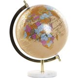Decoratie wereldbol/globe beige op marmeren voet/standaard 20 x 28 cm -  Landen/contintenten topografie