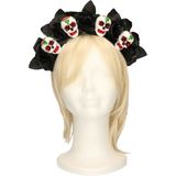 Diadeem/tiara met rozen en schedels voor dames - Day of the dead - Halloween verkleed accessoires