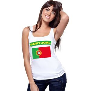Portugal singlet shirt/ tanktop met Portugese vlag wit dames