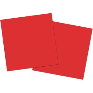 Servetten van papier 33 x 33 cm in het rood - Uni kleuren thema voor verjaardag of feestje - Inhoud: 20x stuks