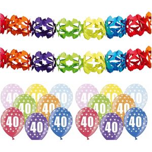 Partydeco 40 jaar feestartikelen pakket - 2x slingers en 12x ballonnen