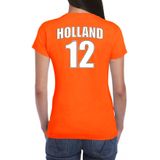Oranje supporter t-shirt - rugnummer 12 - Holland / Nederland fan shirt / kleding voor dames